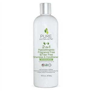 Pure and Natural Pet 2-IN-1 Hypoallergenic Fragrance-Free Tear Free Shampoo & Conditioner