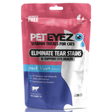 Pet Eyez-CAT Tear Stain Remover Vitamin Eye Treats for CATS - Chicken, Lamb, White Fish or Beef Flavor 1 oz.