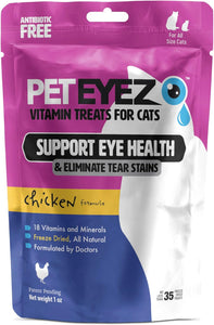 Pet Eyez-CAT Tear Stain Remover Vitamin Eye Treats for CATS - Chicken, Lamb, White Fish or Beef Flavor 1 oz.