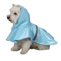 East Side Collection Dog Hooded Rain Jackets / Coats Reflective Strip - Polka Dot Blue