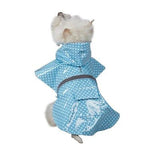 East Side Collection Dog Hooded Rain Jackets / Coats Reflective Strip - Polka Dot Blue