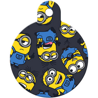 Minion Multi-Print Grey Circle Pet ID Tag Dog Name ID Tag with Free Engraving