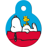 Snoopy on House Cat or Dog Name Pet ID Tags with Free engraving - Small Circle